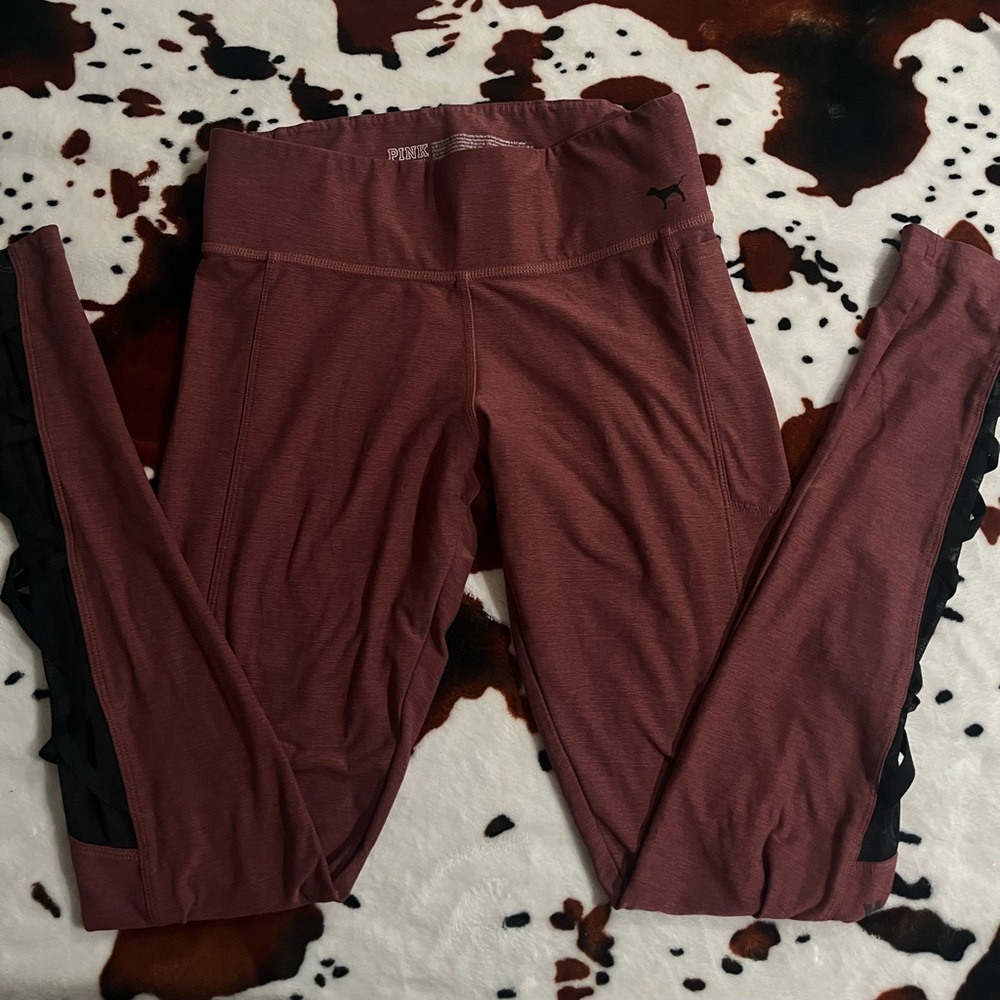 Victoria's Secret Maroon and Black Leggings